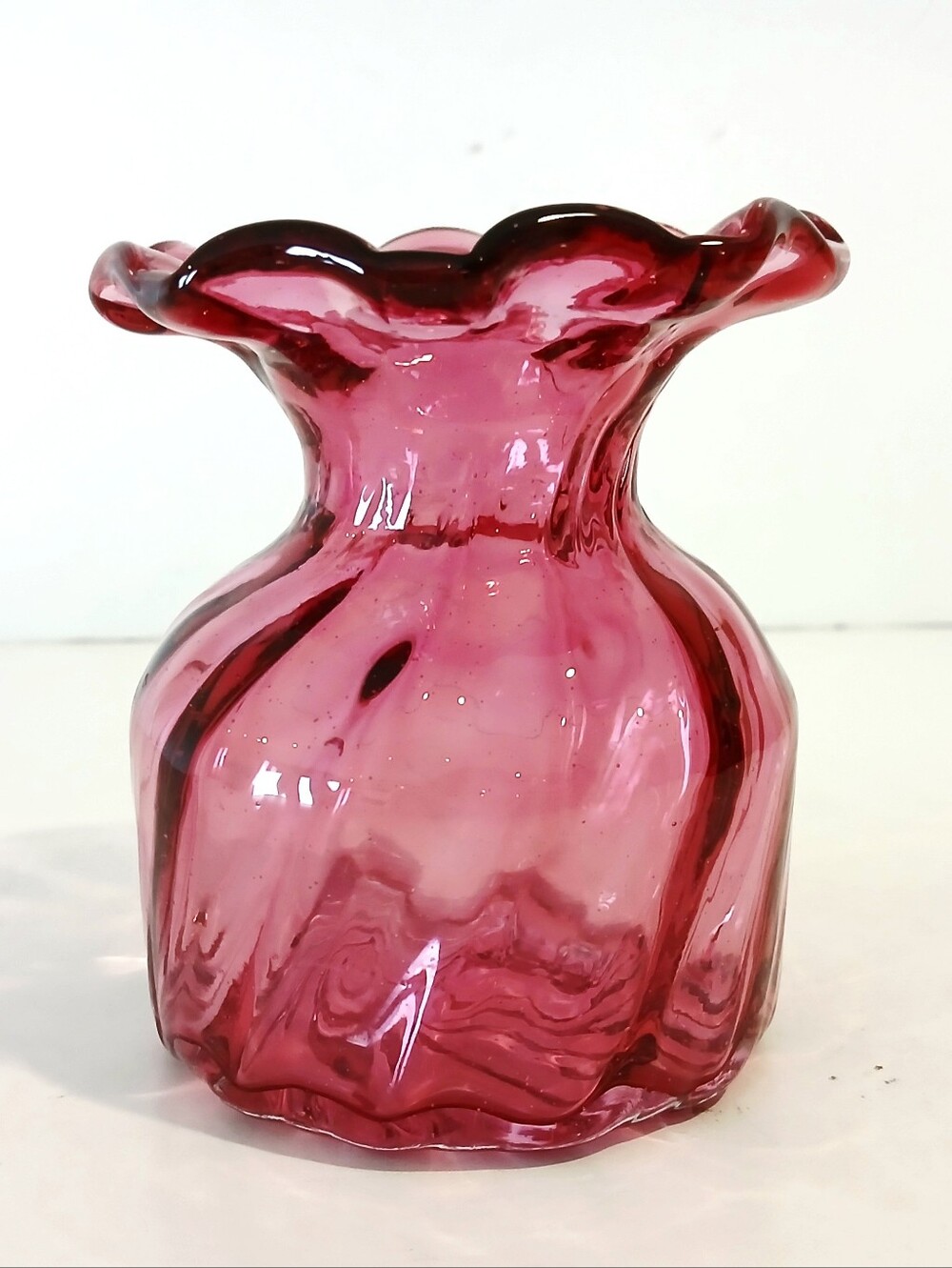 Vintage Cranberry Blown Art Glass Vase - Decorative Home Accent